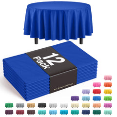 Premium Round Dark Blue Table Cover | 12 Pack