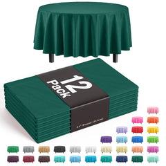 Premium Round Dark Green Table Cover | 12 Pack