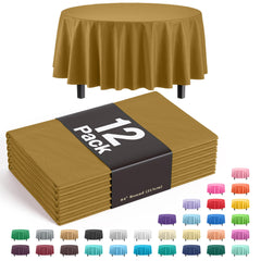 Premium Round Gold Table Cover | 12 Pack