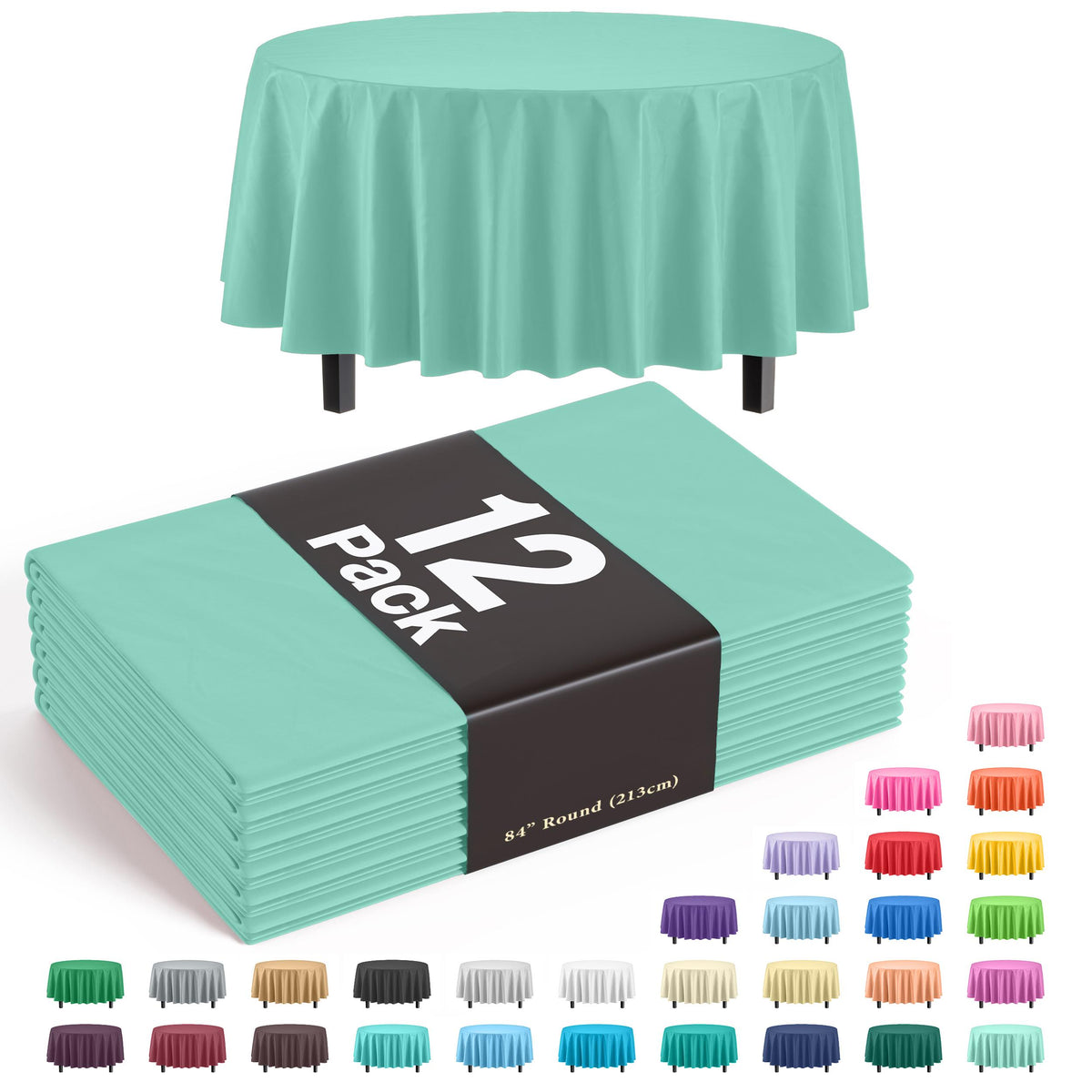 Premium Round Mint Table Cover | 12 Pack