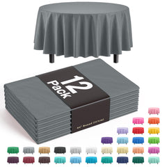 Premium Round Silver Table Cover | 12 Pack