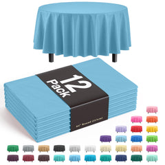 Premium Round Sky Blue Table Cover | 12 Pack