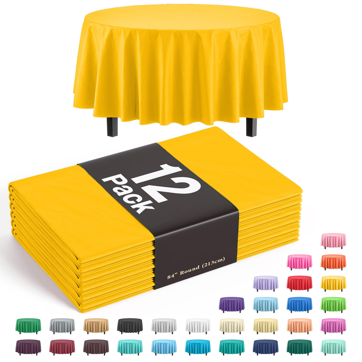 Round Yellow Table Cover | 12 Pack