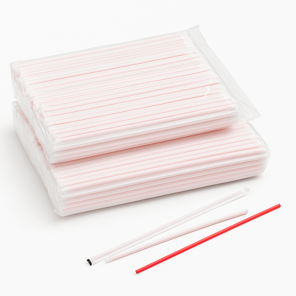 Dixie® 12 In. Giant Wrapped Plastic Straws Red Bagged | 1200 Count