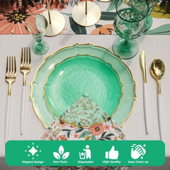 Mint/Gold Petal Plates Combo Pack | 40/40