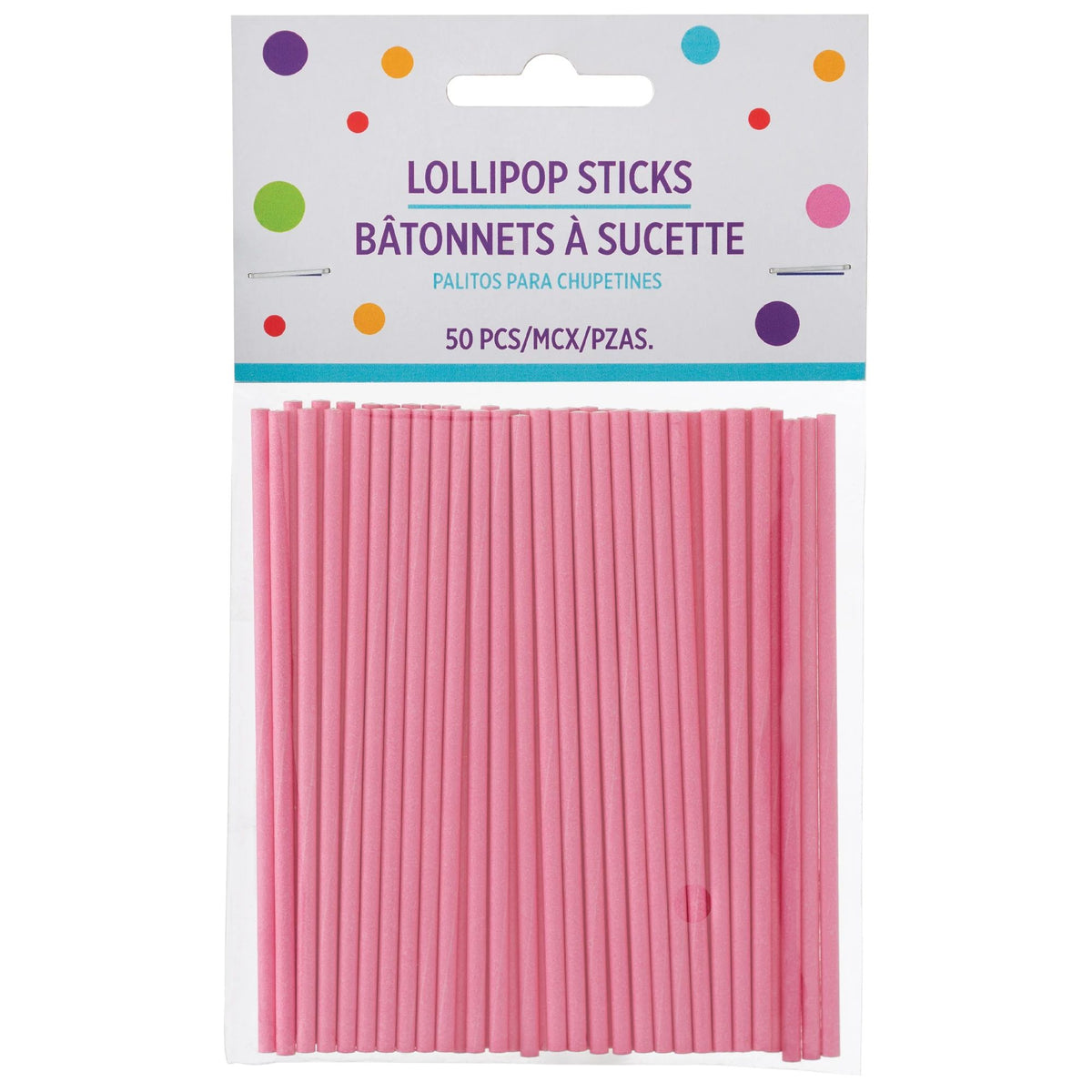 Pink Lollipop Sticks - 50-ct - Pack of 12
