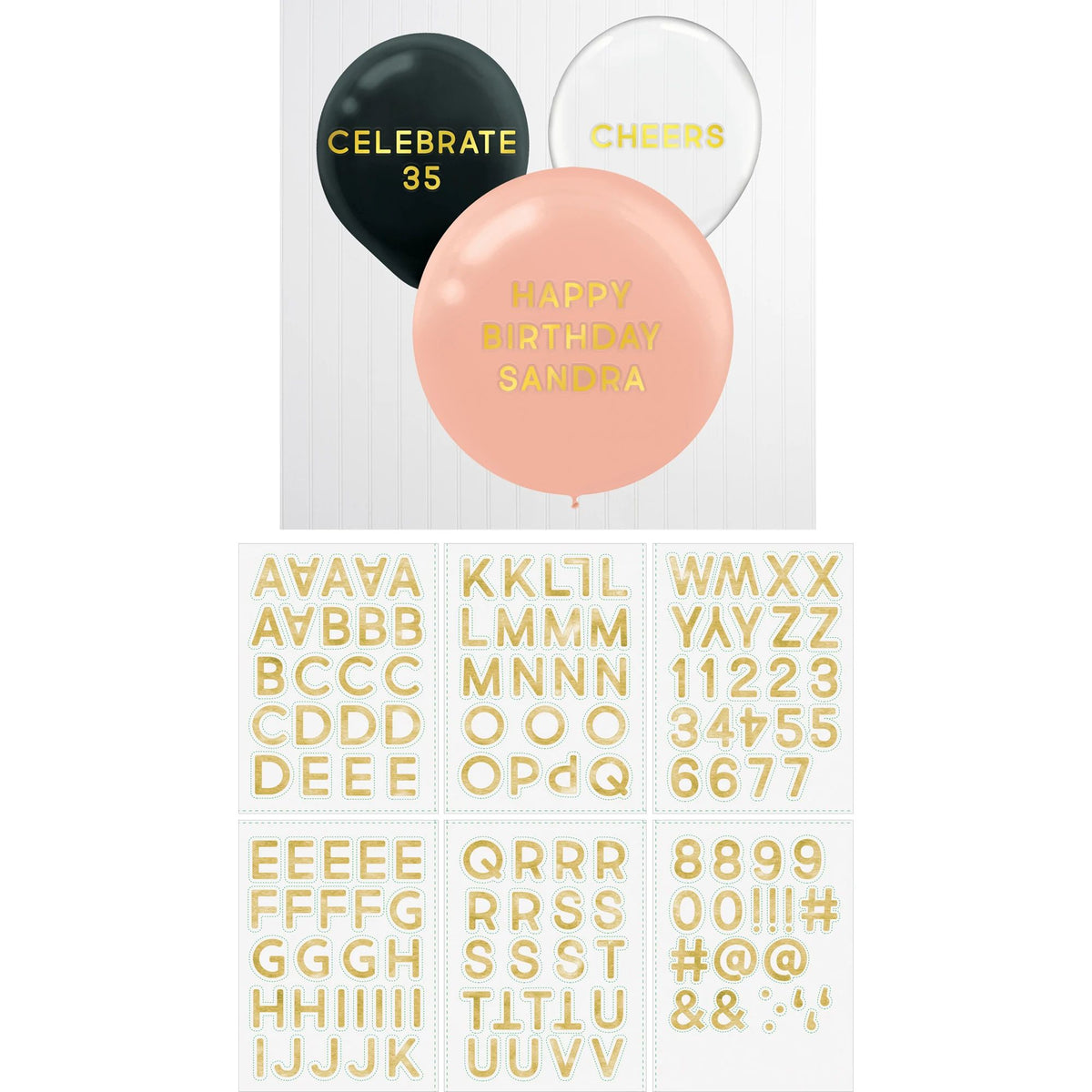 Foil Balloon Stickers, Gold, 6-ct - Case of 48