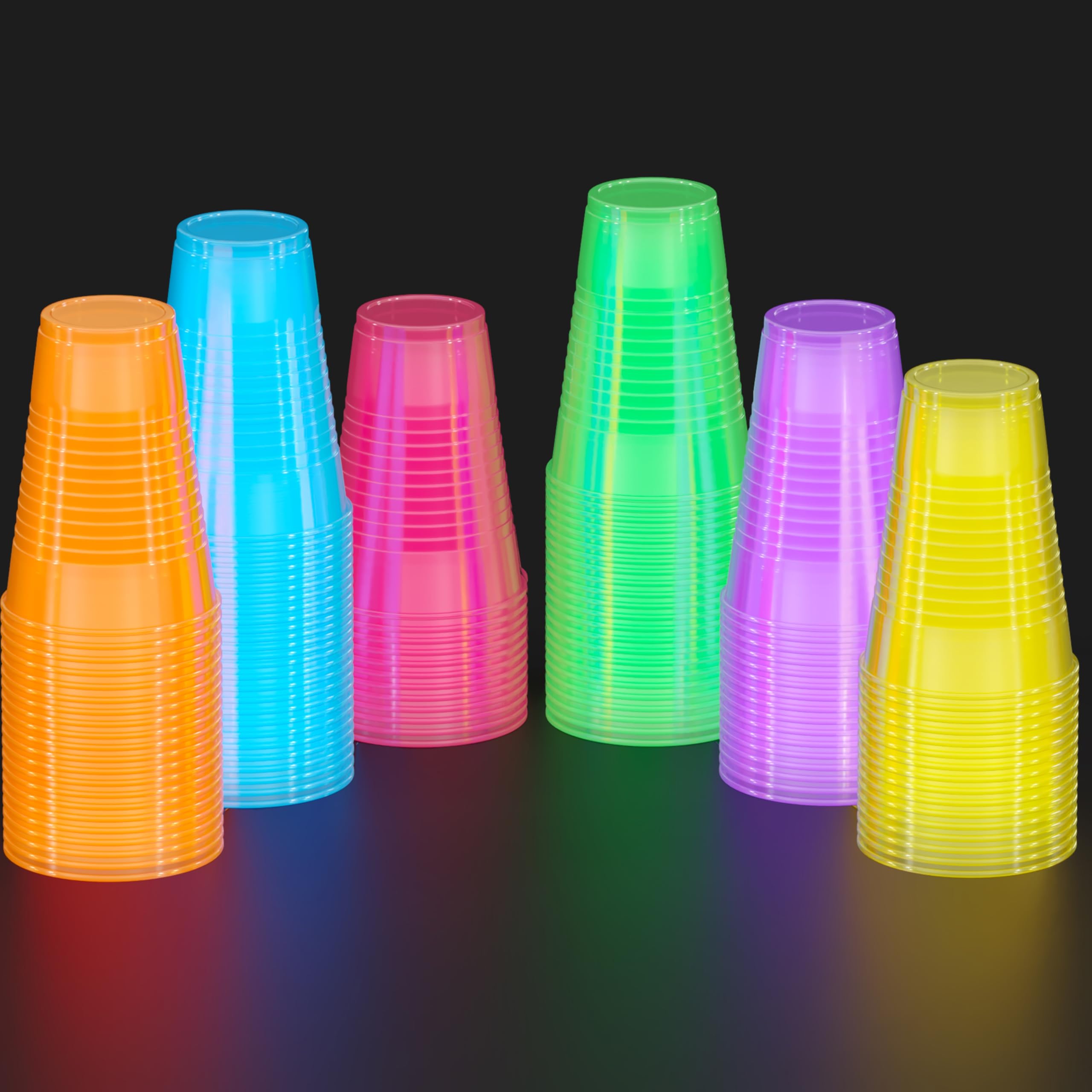 Color Code Cups 16 Oz. Neon Assorted Color Plastic Cups | 60 Count | Yom Tov Settings