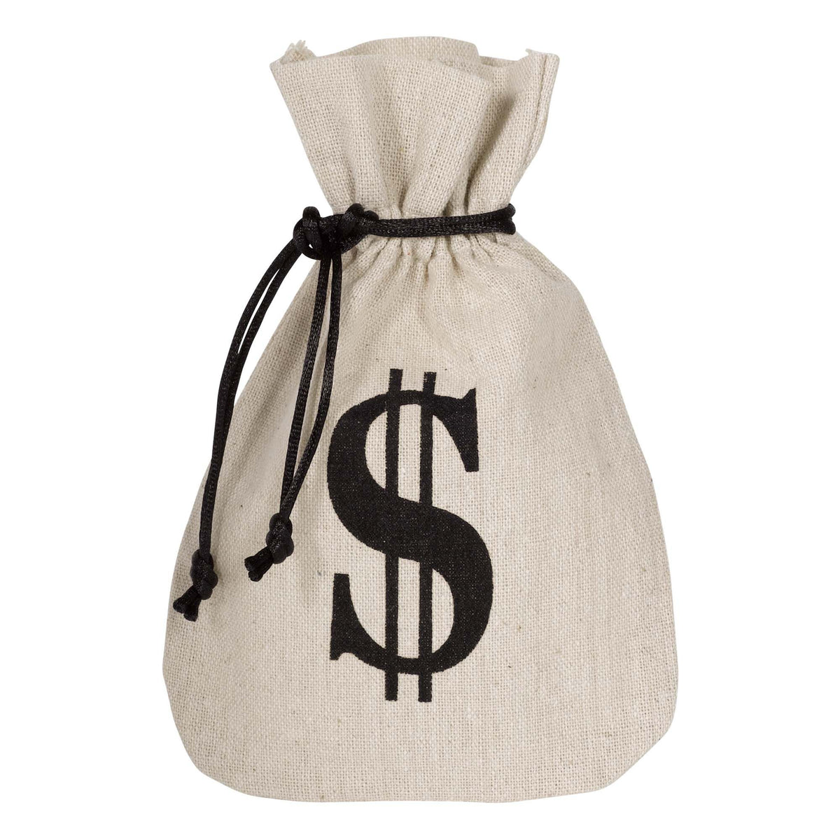 $ Burlap Money Favor Bags, White/Black, 7-in, 8-ct - Case of 45