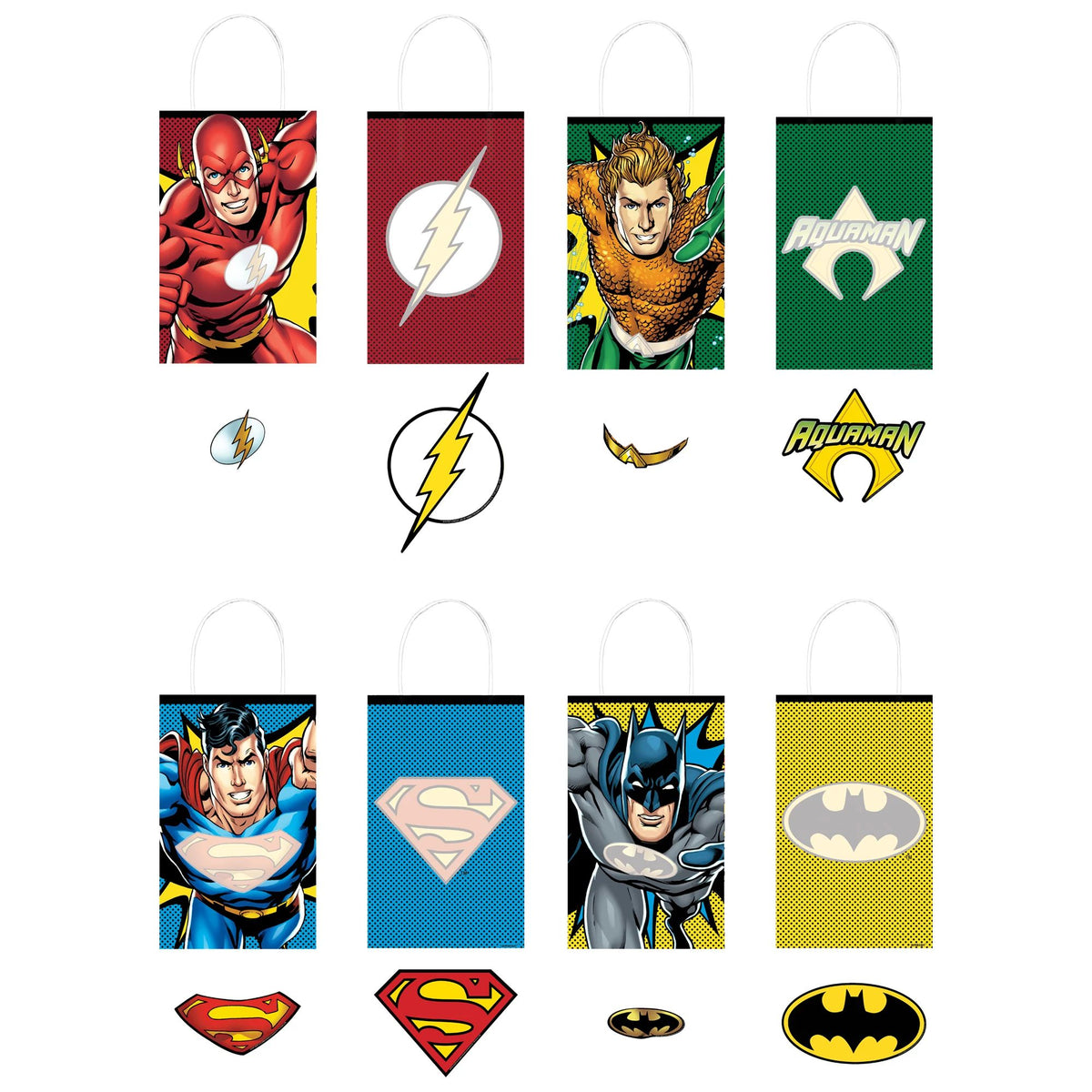 DC Justice League Customizable Kraft Gift Bags, 8.5-inch, 8-ct - Case of 36