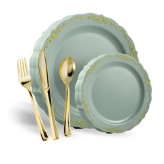 560 Piece Robin Blue Victorian Combo Set | Serves 80 Guests