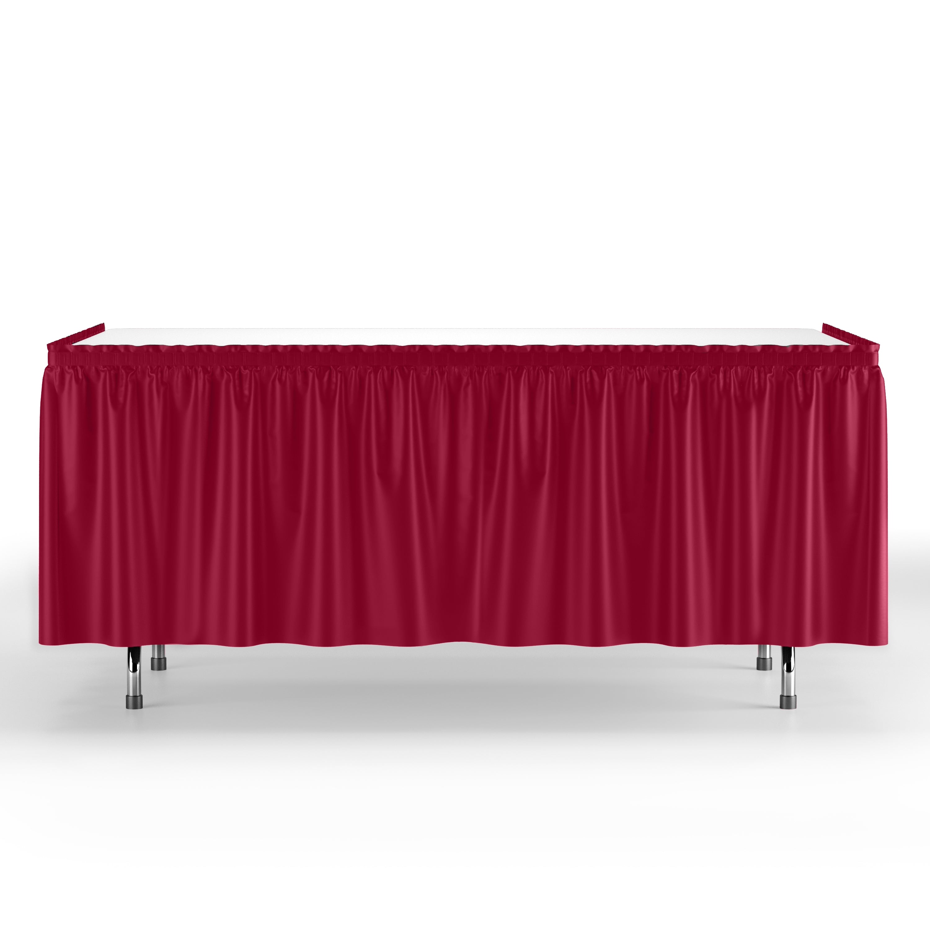 Burgundy Plastic Table Skirt | 6 Pack