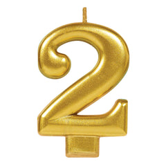 Gold Number 2 Candle - Pack of 12
