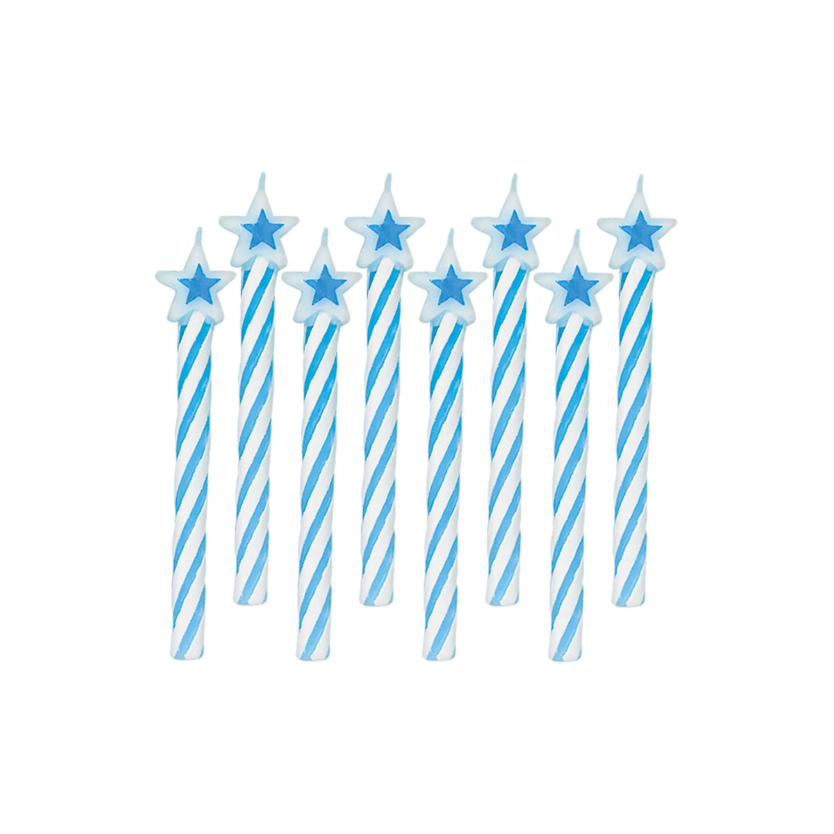 Blue Spiral Birthday Candles with Star Toppers, 8-ct - Pack of 12