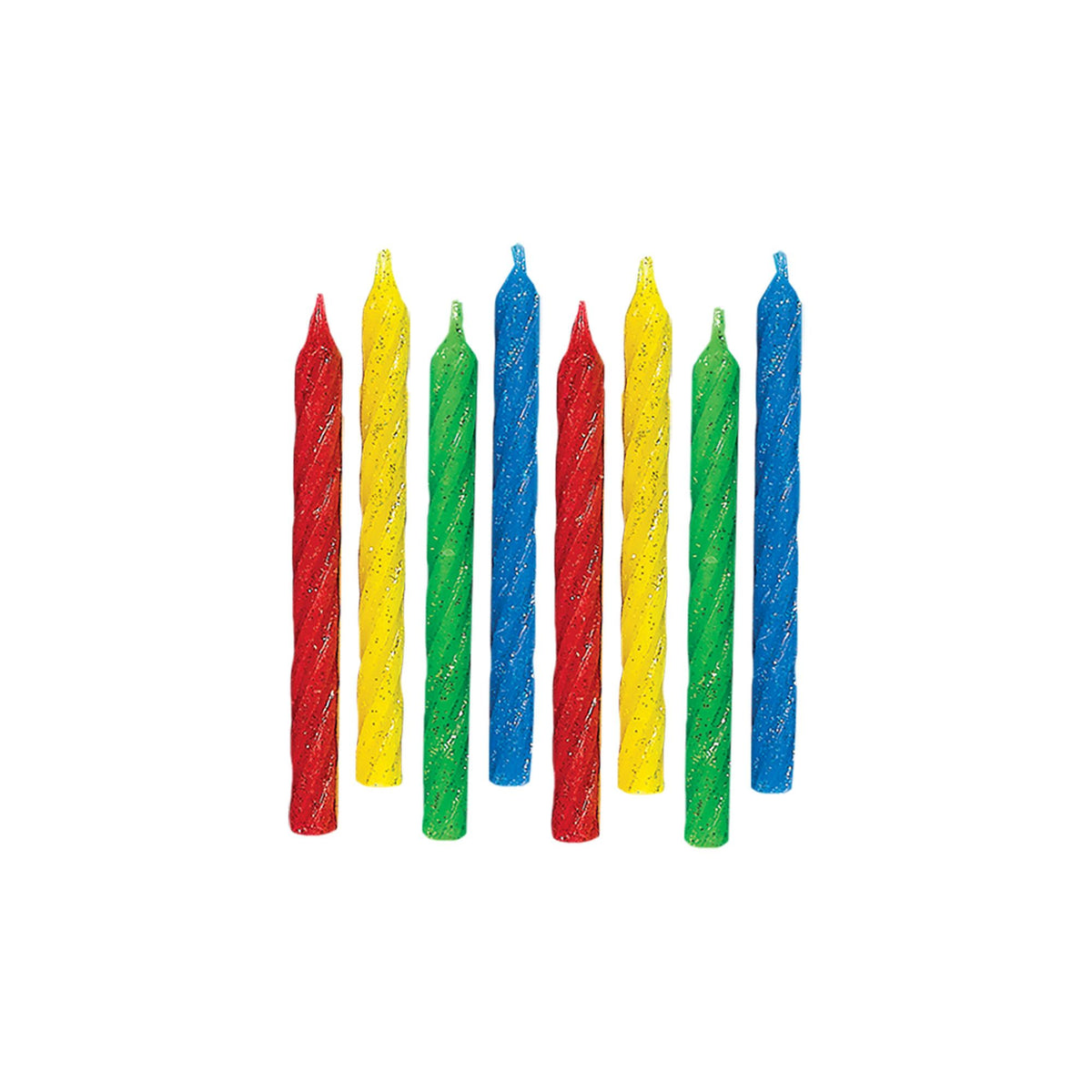 Large Glitter Spiral Birthday Candles - Primary Colors, 24-ct - Pack of 12