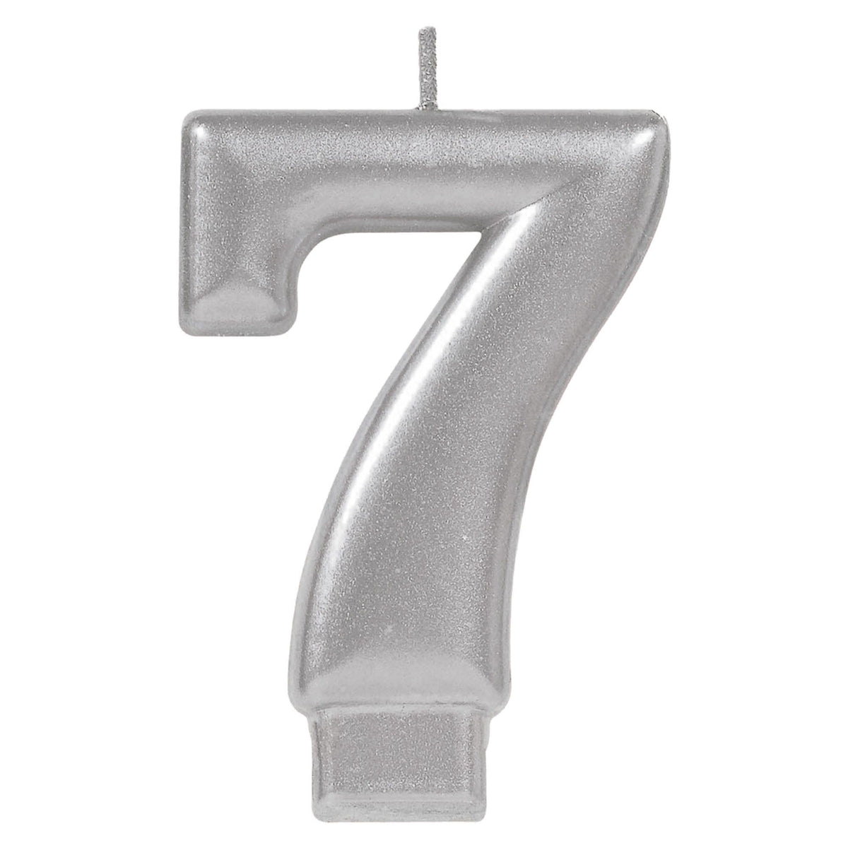Silver Metallic Wax Number 7 Candle, 3.2-in - Pack of 12