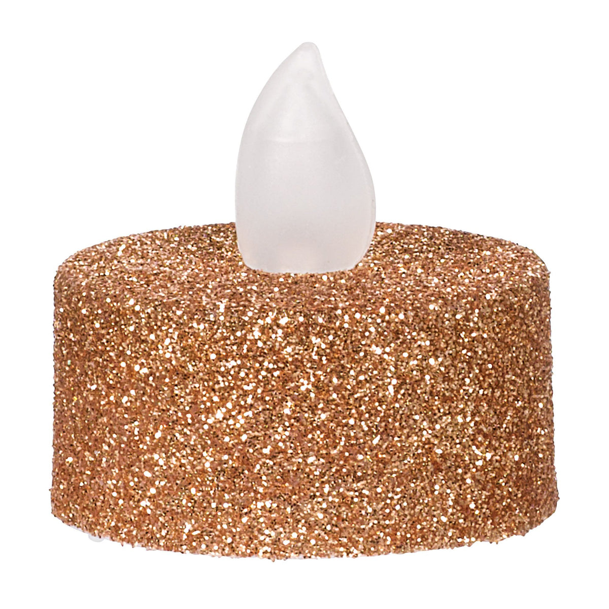 Glitter Tealight Flameless LED Candles, Rose Gold, 1.5-in, 10-ct - Pack of 6