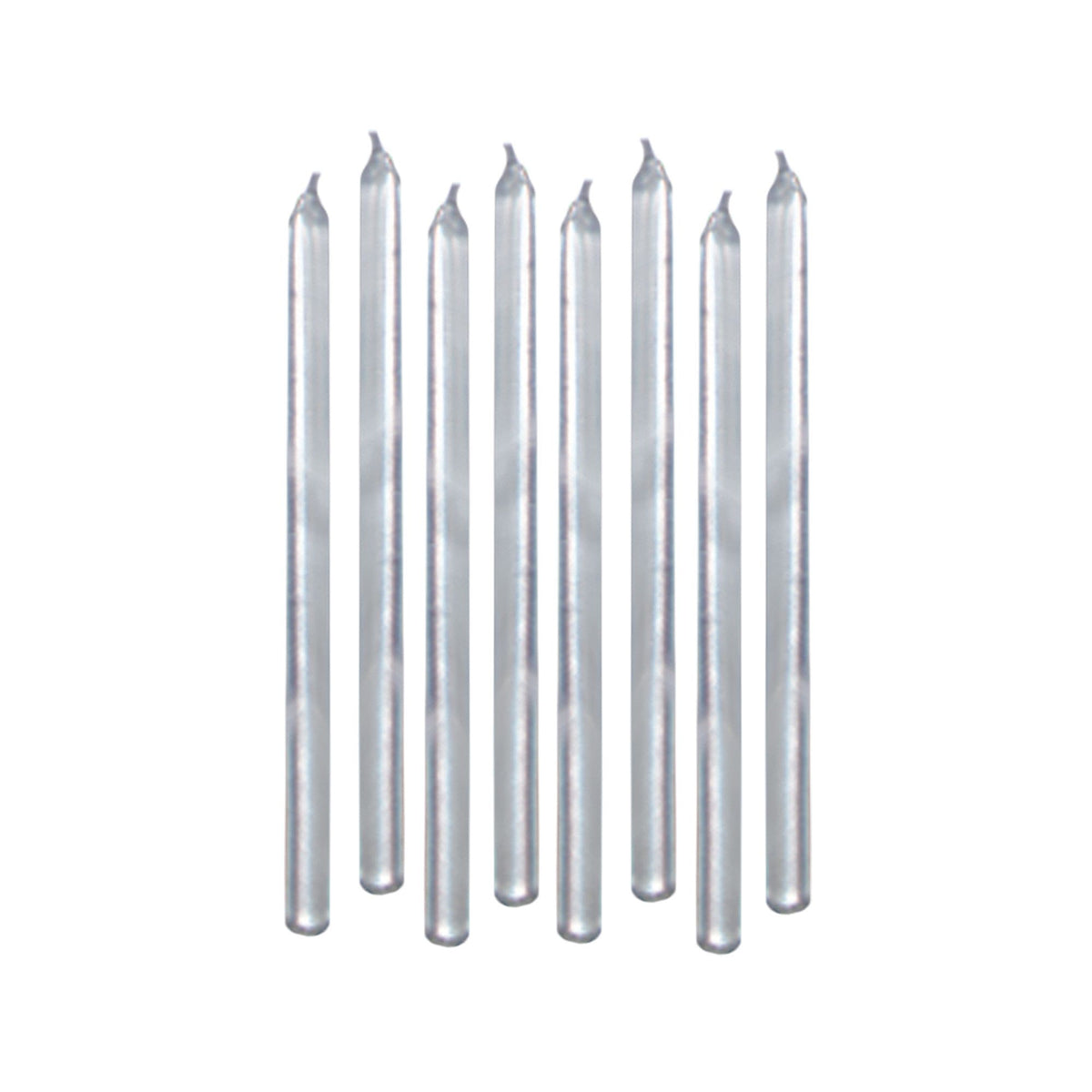 Elegant Silver Tall Metallic Wax Candles, 5 inch, 12-ct - Case of 72