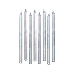 Elegant Silver Tall Metallic Wax Candles, 5 inch, 12-ct - Pack of 12