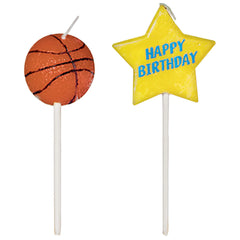 Basketball Happy Birthday Candle Picks, Orange, 3-inch, 6-ct - Case of 72
