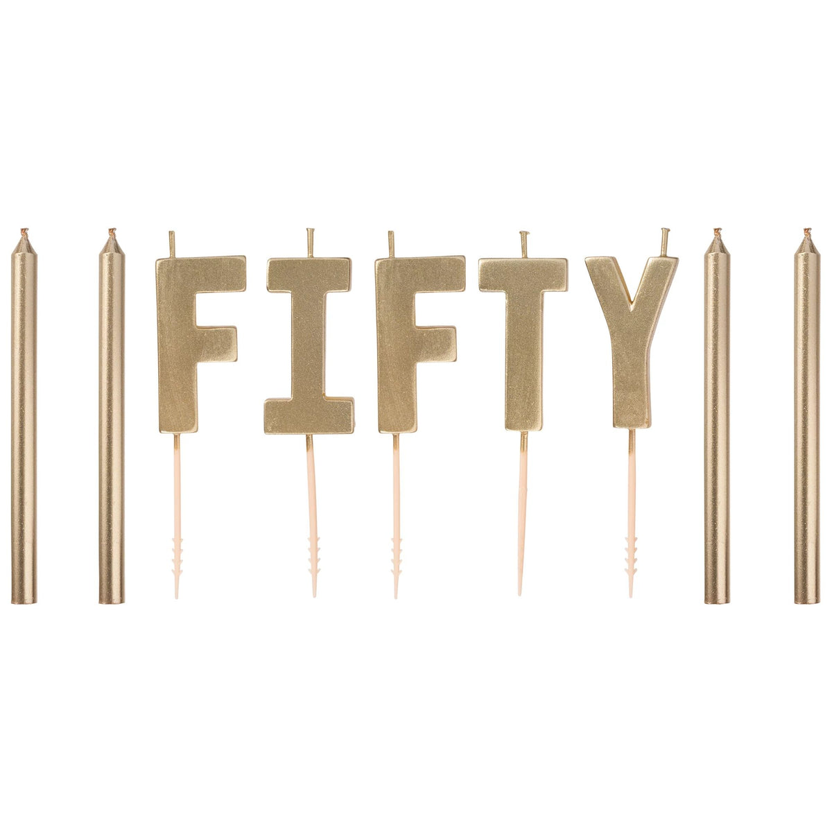 Golden Age Fifty Letter Wax Candle Set, Gold, 4.5-inch, 9-pk - Case of 48