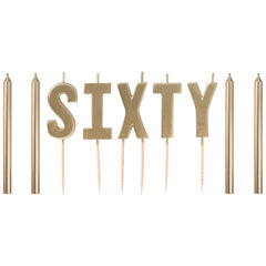 Golden Age Sixty Candle Pick Set, Gold, 4.5 inch, 9-pk - Case of 48