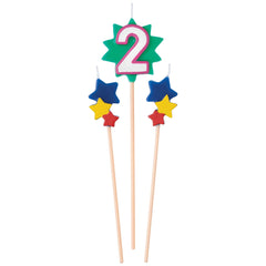 Star Number 2 Toothpick Wax Candle Set, 6-in - Pack of 12