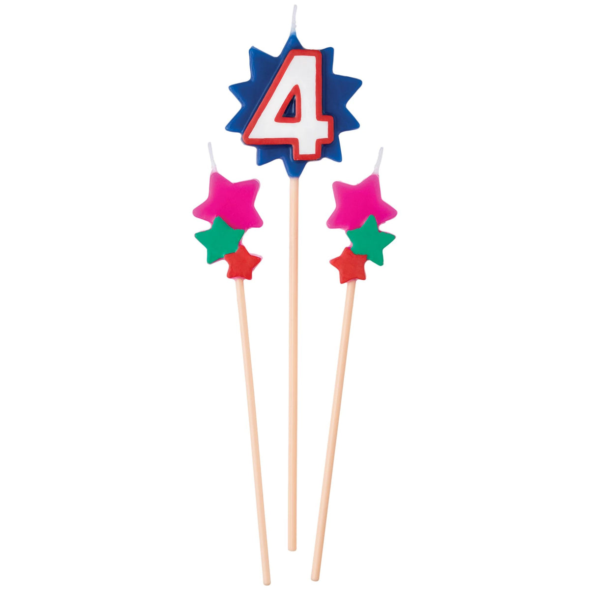 Star Number 4 Toothpick Wax Candle Set, 6-in - Pack of 12