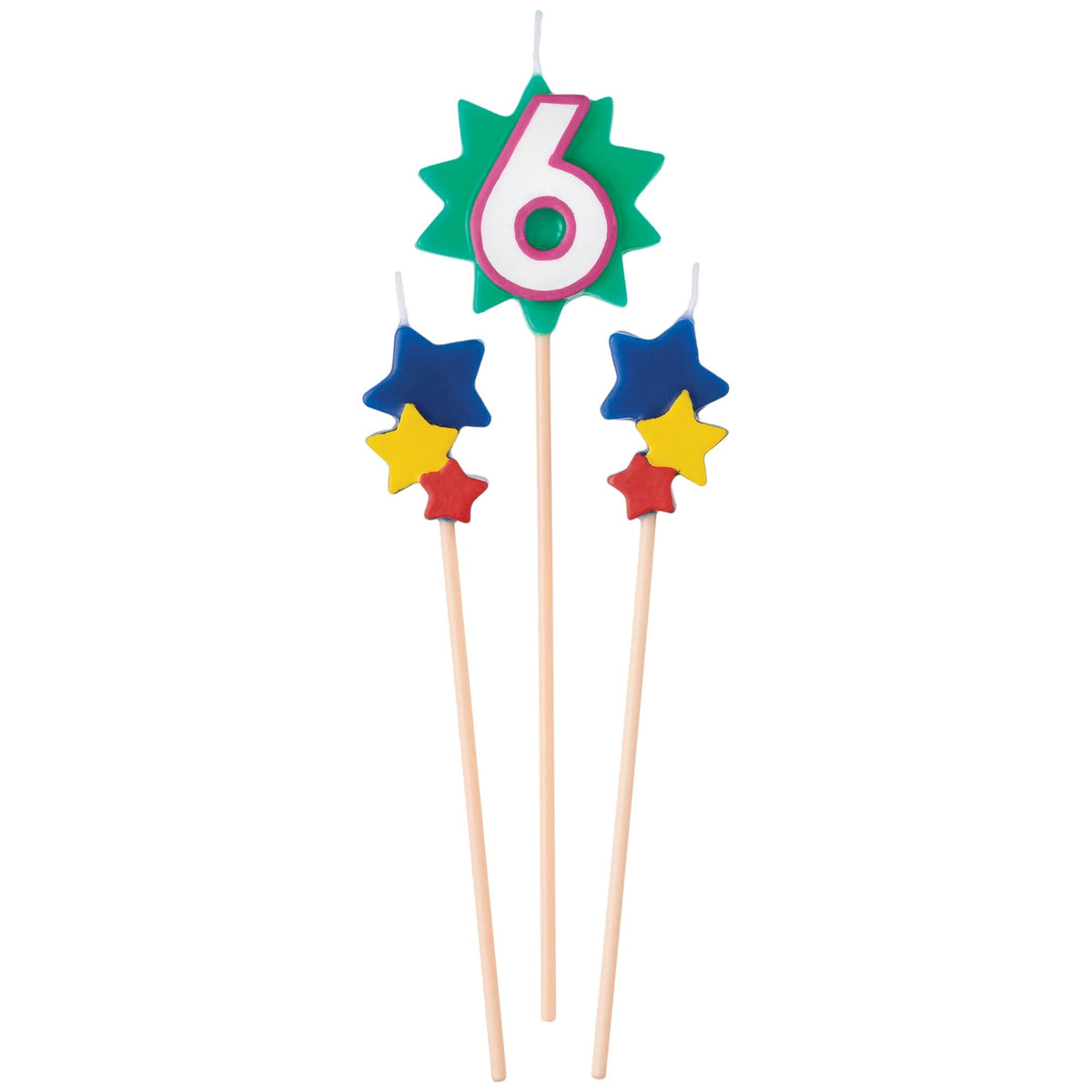 Star Number 6 Toothpick Wax Candle Set, 6-in - Case of 72