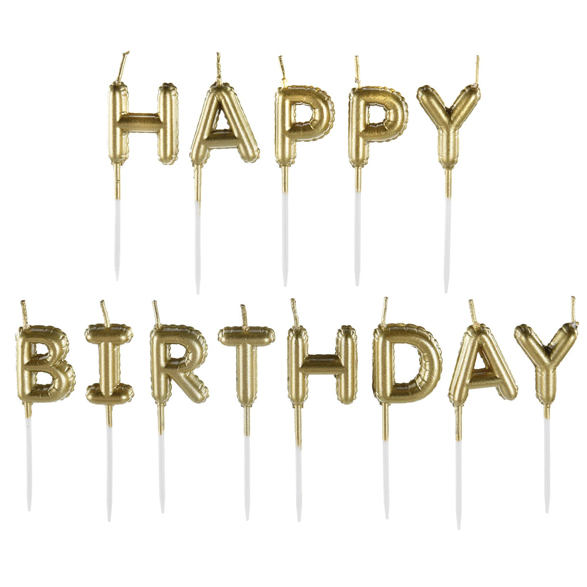 Gold "Happy Birthday" Letter Balloon Candles, 1-inch, 13-ct - Pack of 12