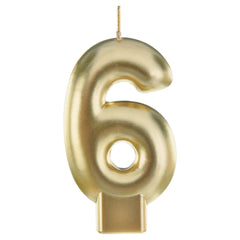 Metallic Gold Number 6 Candle - Case of 12