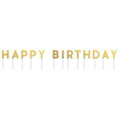 Gold Happy Birthday Pick Candle Set - Case of 6