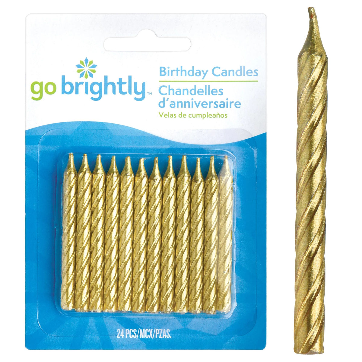 Gold Spiral Birthday Candles - Set of 24 - Case of 72
