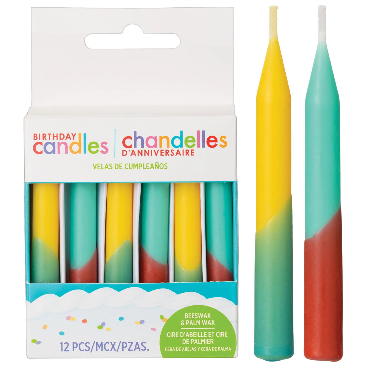 Beeswax & Palm Wax Spiral Birthday Candles, Multicolour, 3.25-inch, 12-ct - Case of 54