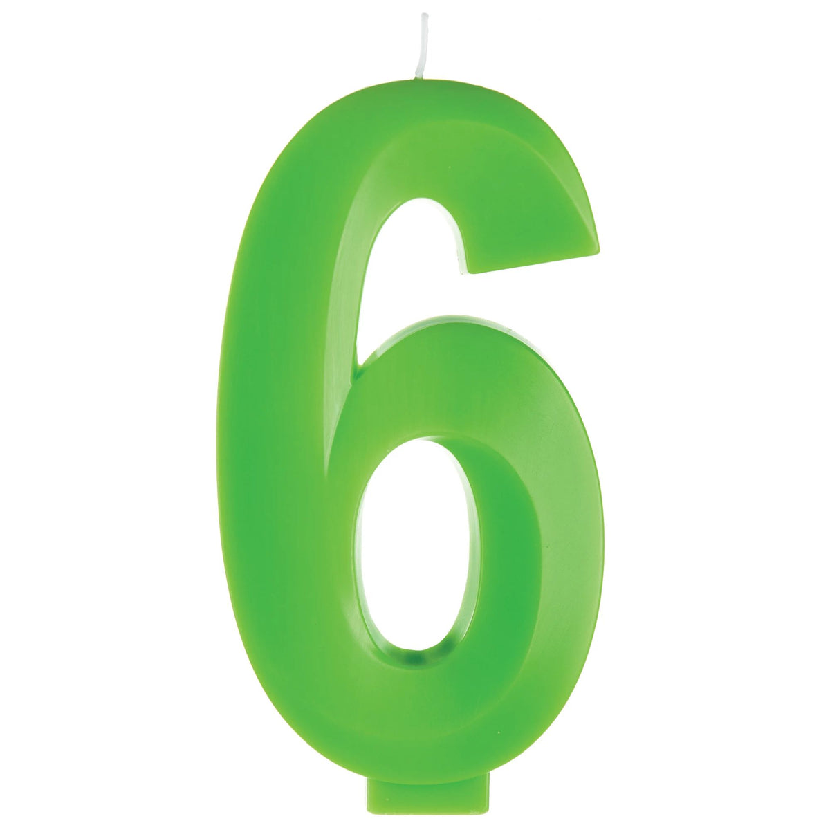 Bright Green Number 6 Birthday Candle, 5.25-in - Case of 72