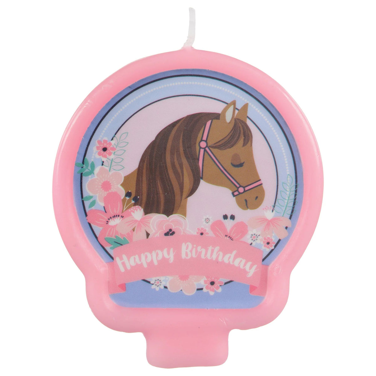 Saddle Up Happy Birthday Horse Wax Candle, Pink/Blue, 1.25-inch - Pack of 12