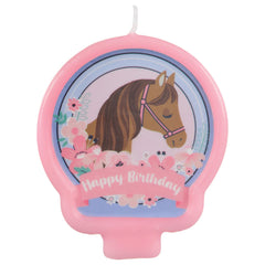 Saddle Up Happy Birthday Horse Wax Candle, Pink/Blue, 1.25-inch - Pack of 12
