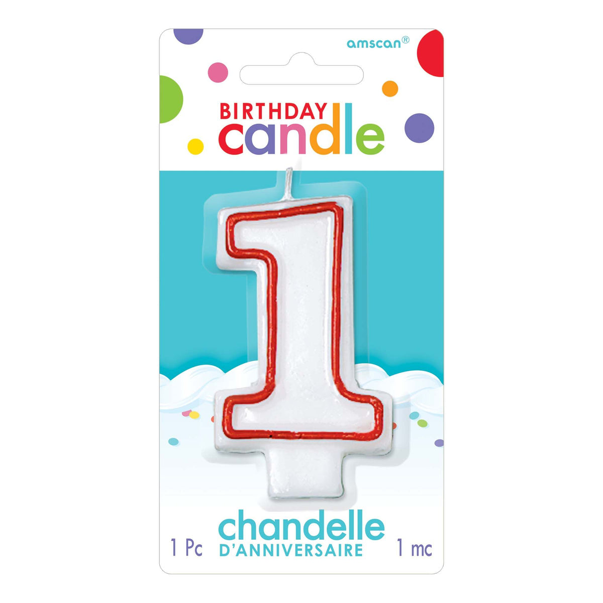 Red/White Number 1 Molded Candle, 2.2-inch x 3.2-inch - Case of 144