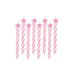 Spiral Wax Candles, Pink/White, Stars, 2.2-inch, 8-ct - Case of 120