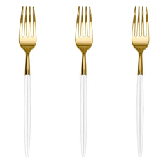 Trendables Forks Ivory/Gold | 40 Count