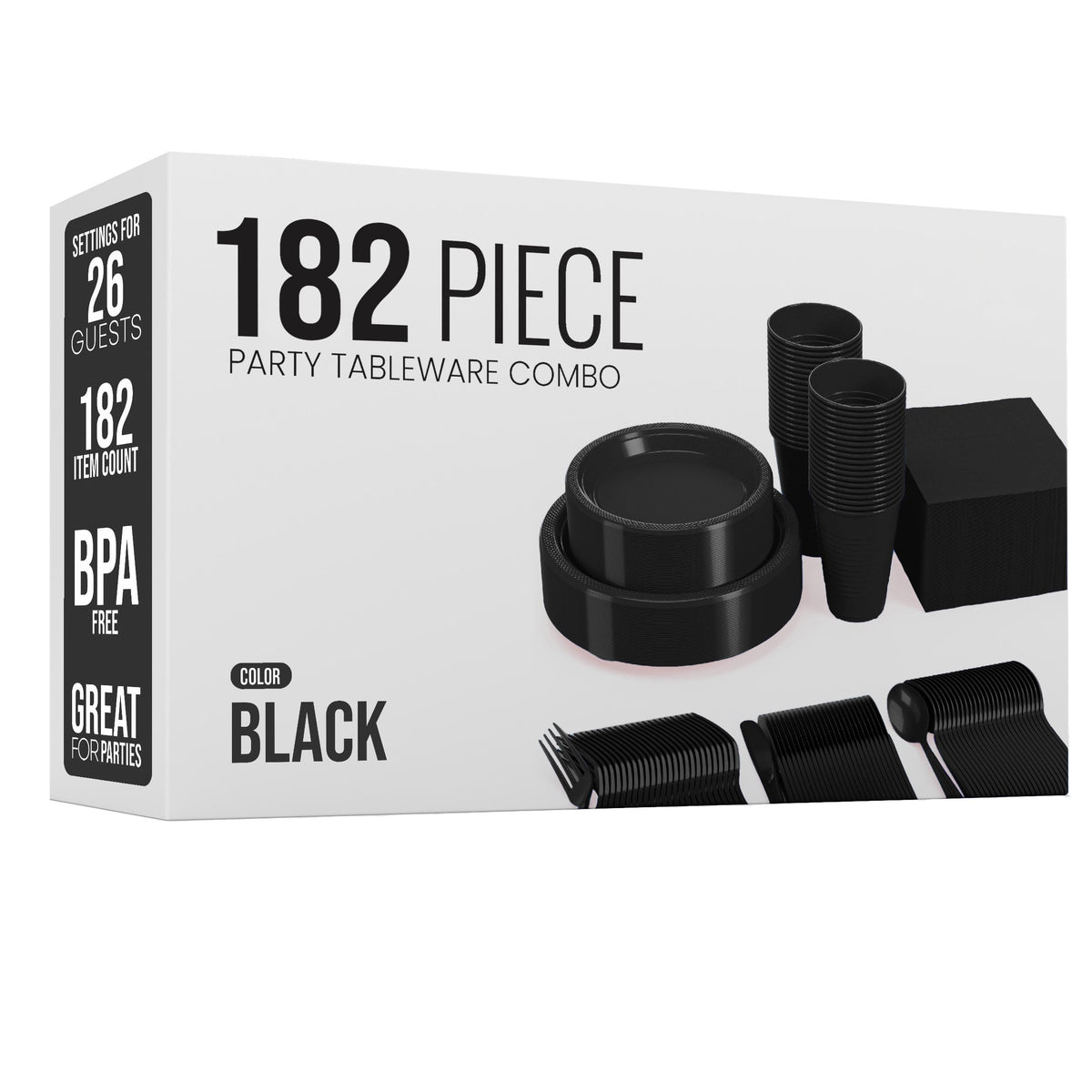 182 Piece Combo Set - Service For 26 - Black