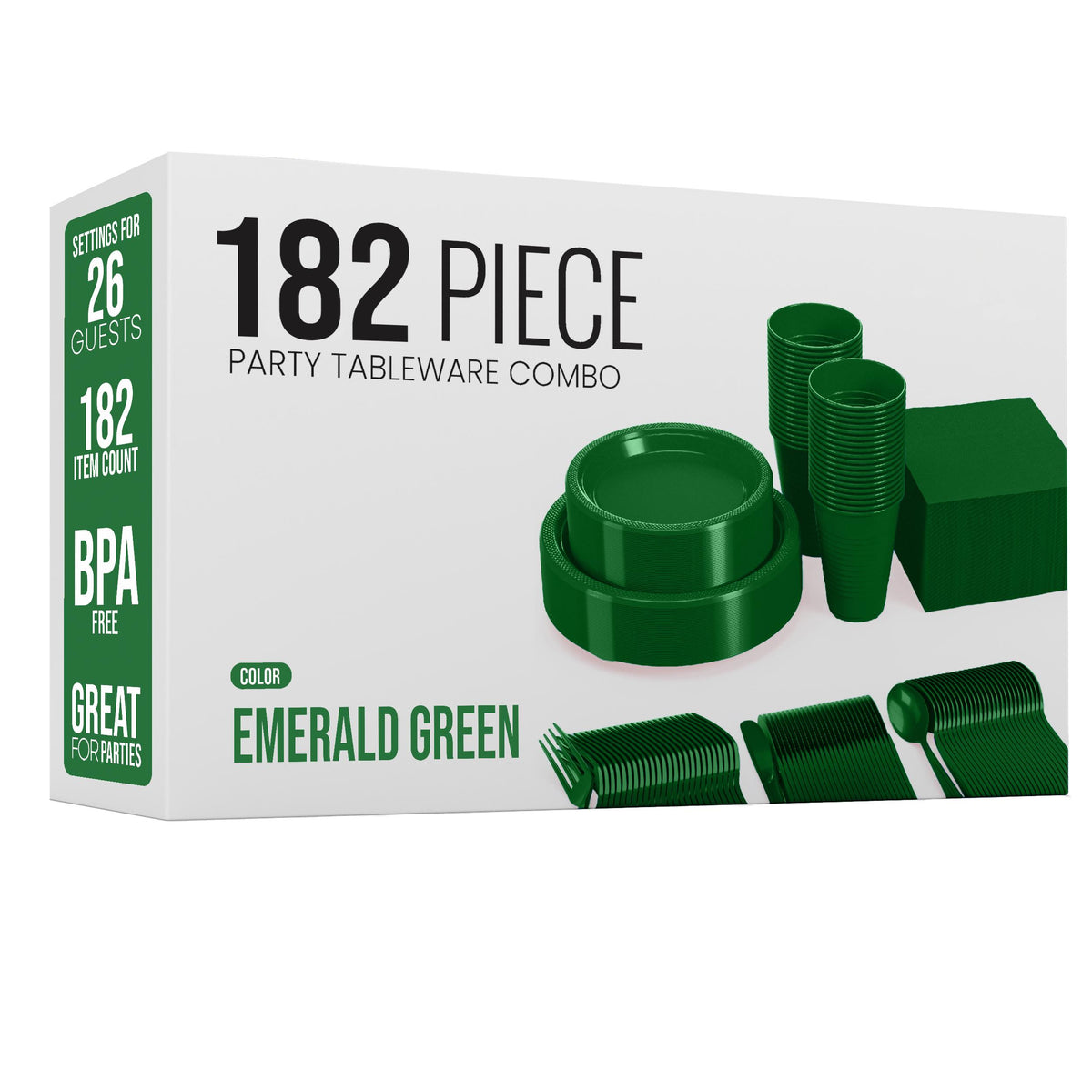 182 Piece Combo Set - Service For 26 - Emerald Green