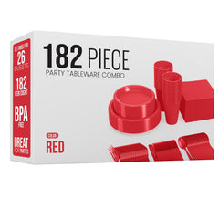 182 Piece Combo Set - Service For 26 - Red