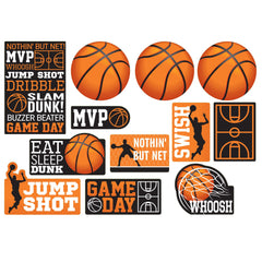 Basketball Table/Wall Cutout Decorations, Orange/Black, 11-inch, 12-ct - Case of 48