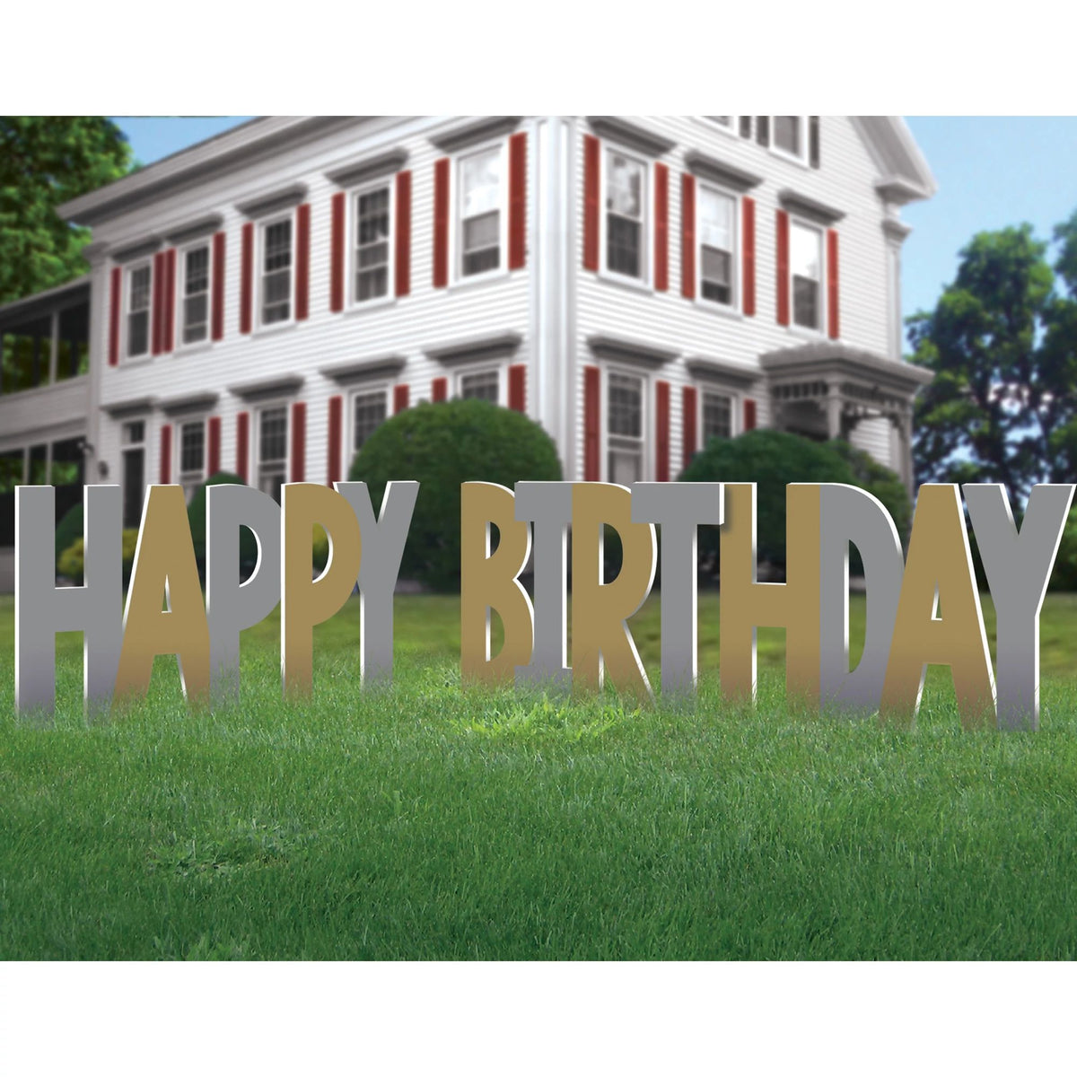 Gold & Silver Happy Birthday Yard Sign - Pack of 4