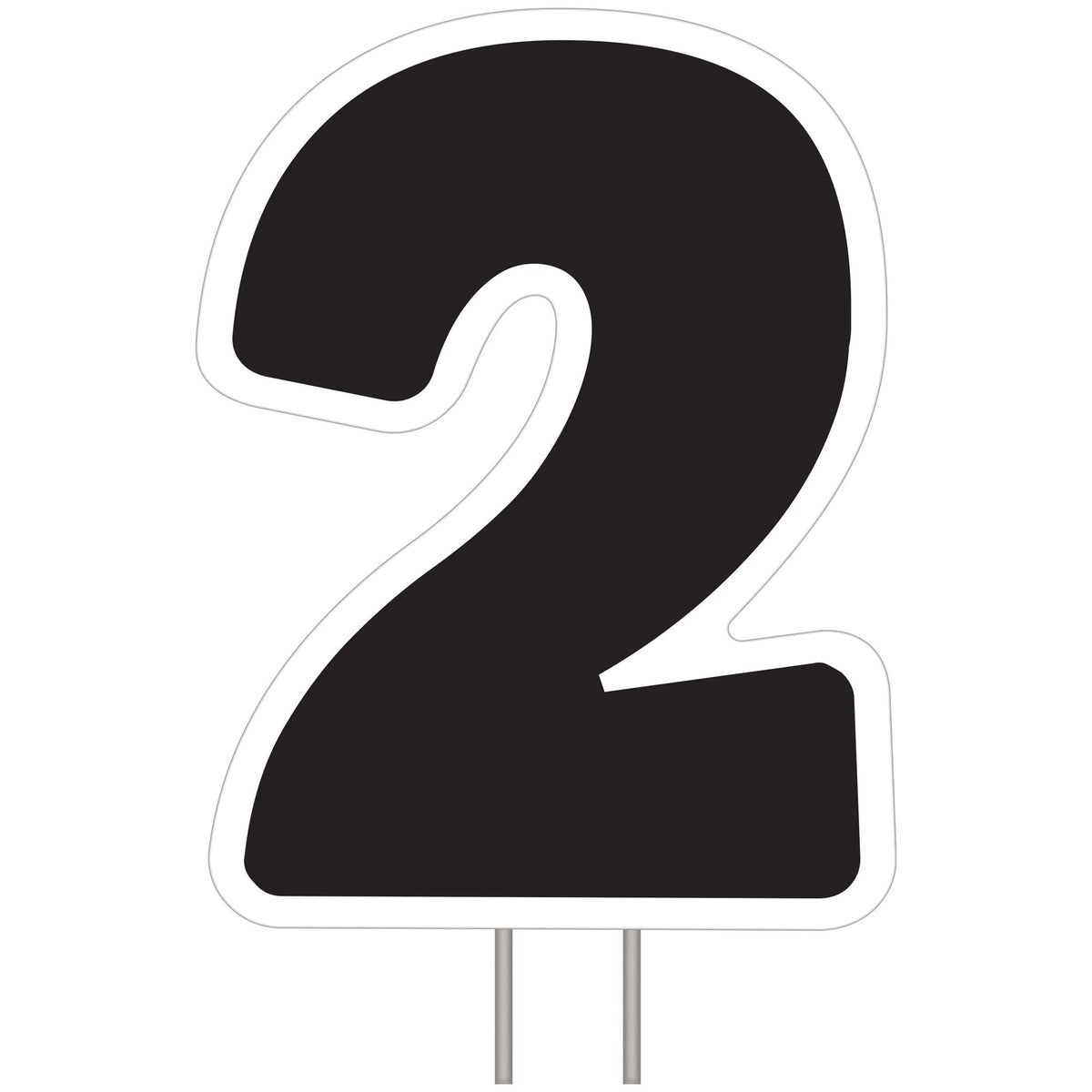 Bold Black Number 2 Yard Sign with Stakes - 24-Inch - Case of 24