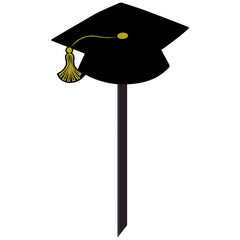 Graduation Cap Yard Stake Sign, Black, 24-inch - Pack of 3