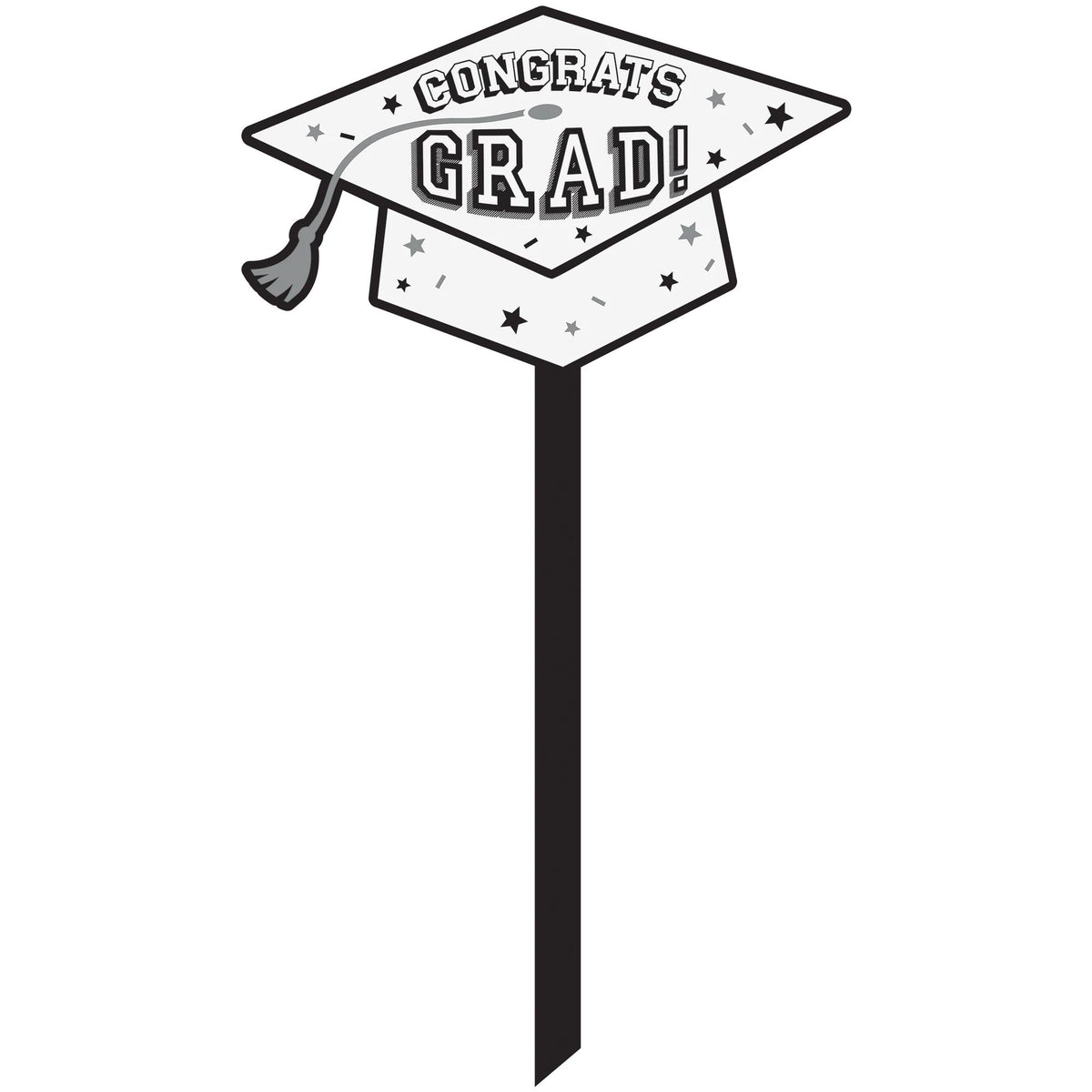 Congrats Grad White Yard Stake Sign, 5.75-inch - Pack of 3