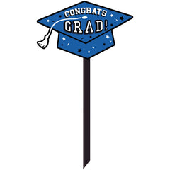 Congrats Grad Yard Stake Sign, Blue, 5.75-inch - Pack of 3