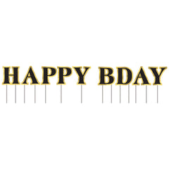 Better with Age Happy Bday Yard Stake Signs, Black/Gold, 20-inch, 9-pk - Case of 8